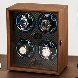 【日本製4本巻きワインディングマシーン】 自動巻き上げ機 LEDライト搭載 静音 腕時計収納ケース マブチモーター採用 プレゼント