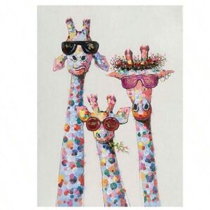 キリン家族 カラフル アートポスター インテリア雑貨 リビング 玄関 トイレ