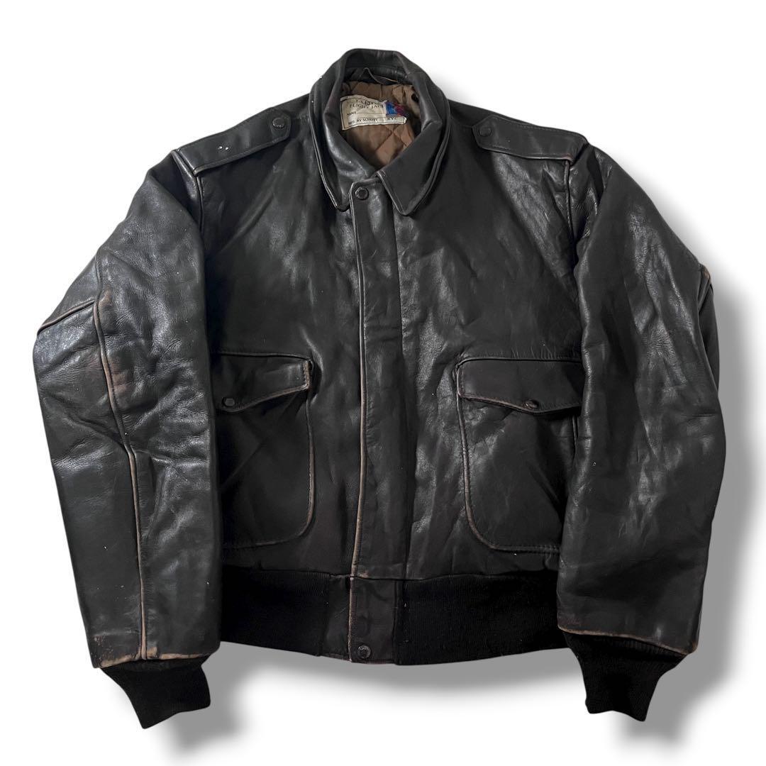 希少ビックサイズ　ショット　A-2 G-1 ライダース　ジャケット 希少/ビッグサイズ✨schott ライダースジャケットダブル黒44