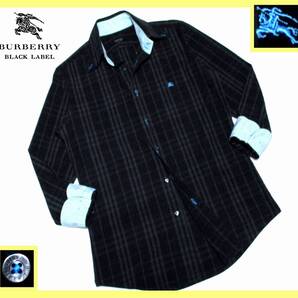 美品 大人気 L(3) バーバリーブラックレーベル BURBERRY BLACK LABEL BDシャツ ホース刺繍 フルノバチェック 日本製 即決送料無料