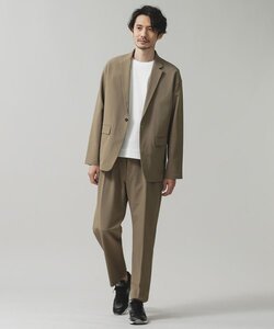 美品 セットアップ ナノ ユニバース 6681118006 ベージュ スラックス ジャケット パンツ サイズ M 無地 ビジカジ テレワーク ゴム 紐