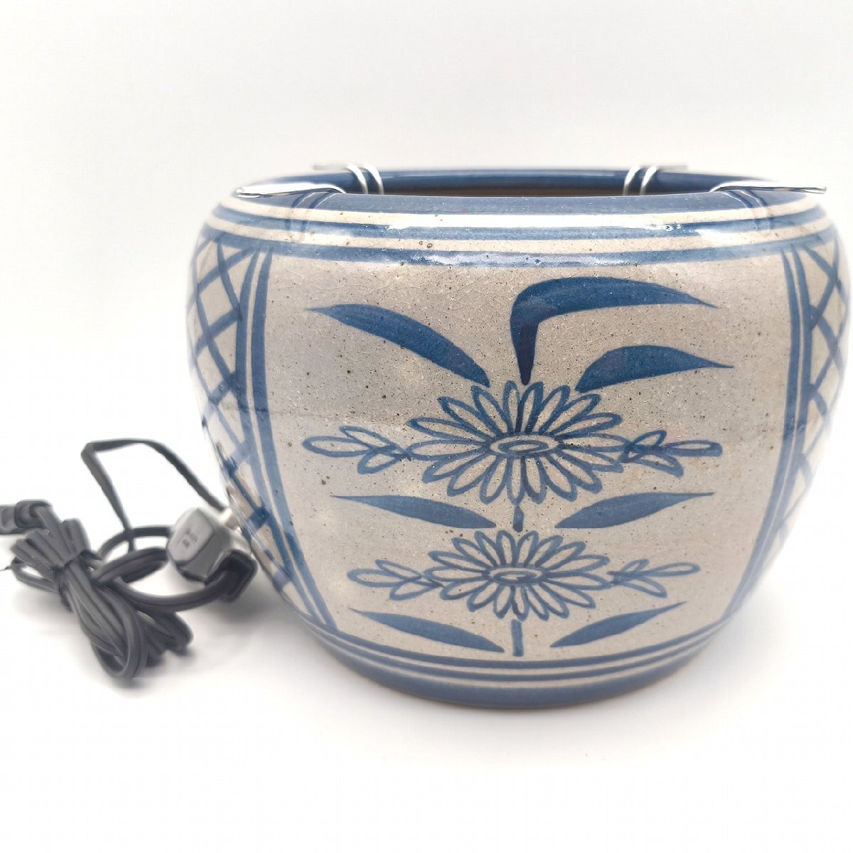 時代物 日陶 古染付 火鉢 手あぶり 幅約25.5cm 箱付 c11286 時代物 日