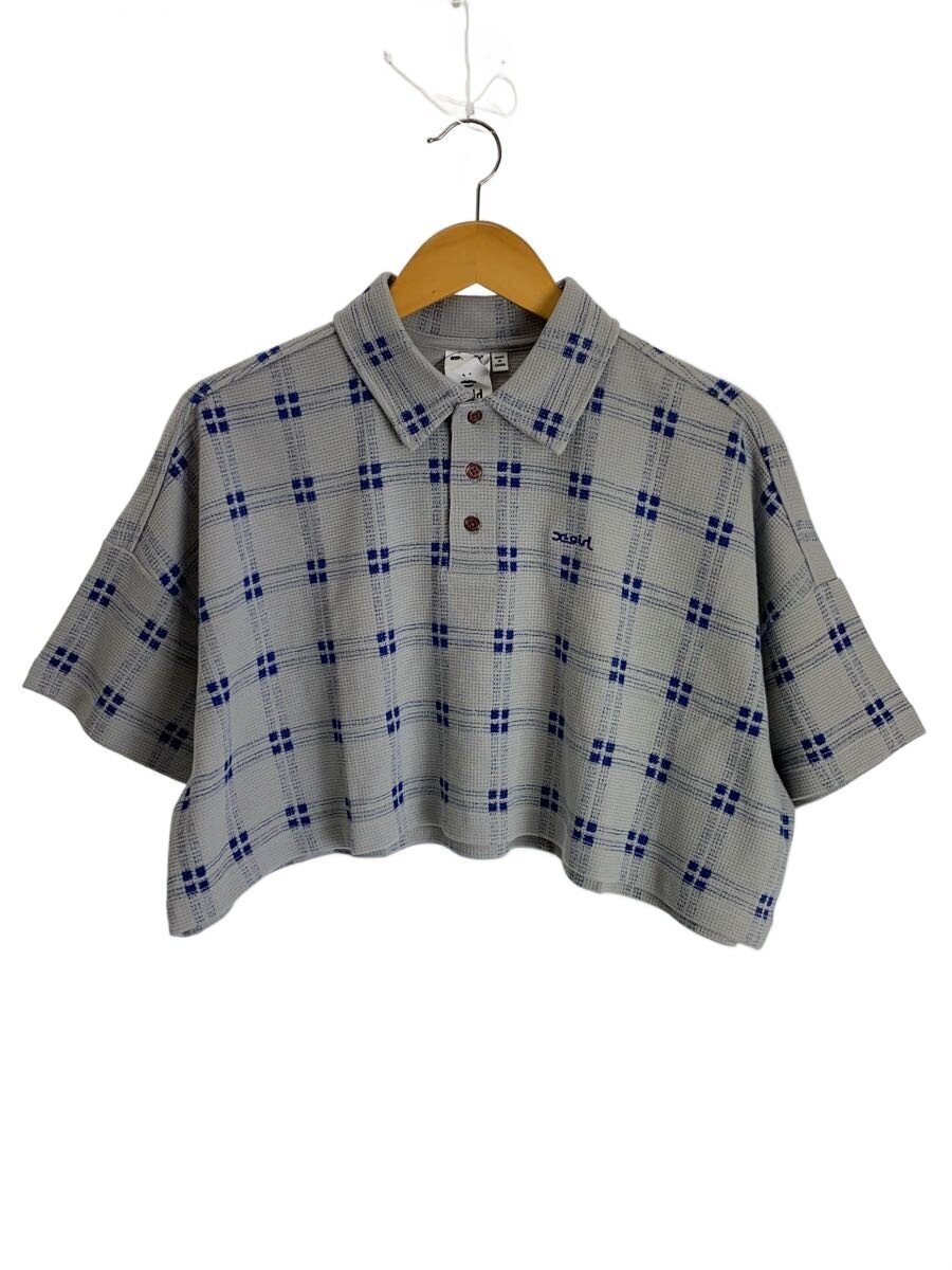 X-girl◆PLAID WAFFLE SHIRT/ポロシャツ/M/コットン/G