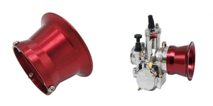 ◆送料300円◆汎用 赤 エアーファンネル アルミ アルマイト 50mm PE24/PE28/VM26/CR26/CR28/PC20/モンキー/カブ/ダックス/シャリー/ゴリラ