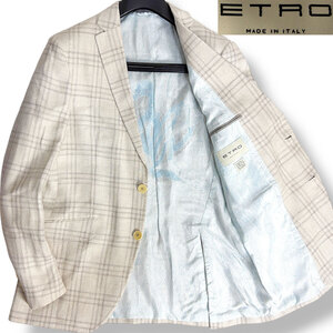 J6185 美品 エトロ ペイズリー柄裏地 テーラードジャケット アイボリー 52 ETRO