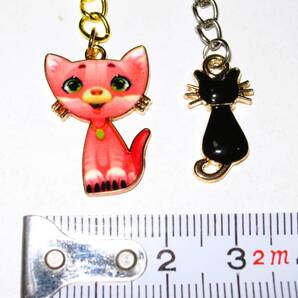 【エナメル 猫チャーム キーリング G】キーホルダー 猫 ねこ バッグチャーム かわいい 可愛い 癒し 癒し系 キャット CAT レディース