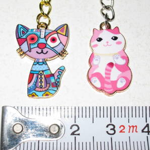 【エナメル 猫チャーム キーリング K】キーホルダー 猫 ねこ バッグチャーム かわいい 可愛い 癒し 癒し系 キャット CAT レディース
