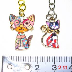 【エナメル 猫チャーム キーリング N】キーホルダー 猫 ねこ バッグチャーム かわいい 可愛い 癒し 癒し系 キャット CAT レディース