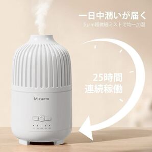 加湿器 卓上 超音波 USB アロマディフューザー ナイトライト アロマ対応 小型 タイマー 空焚き防止 静音 最大25時間 稼働 超微細ミスト 白