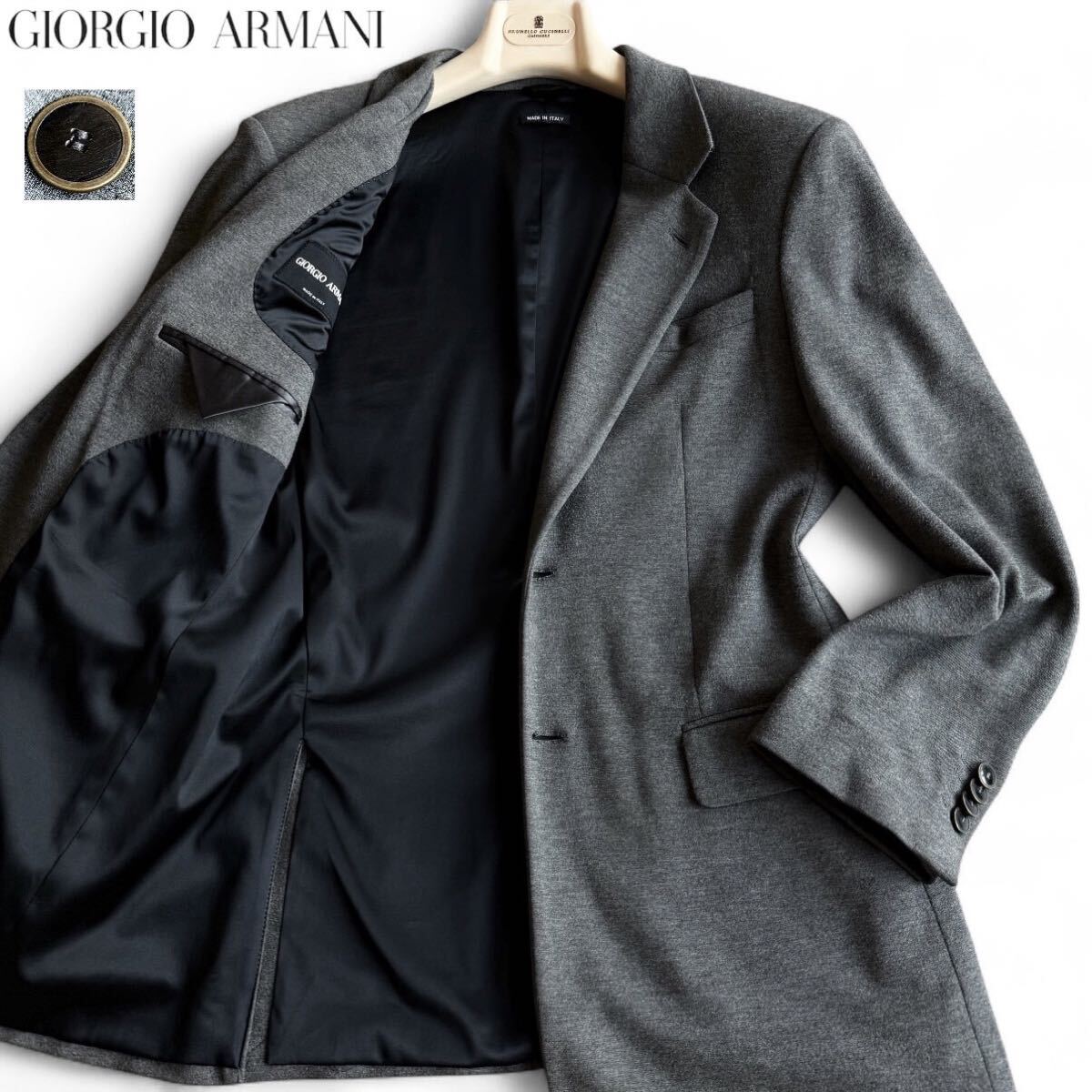 【極美品】ジョルジオアルマーニ　テーラードジャケット　最高級黒タグ　シルク混　L Yahoo!オークション -「borgo21」の落札相場・落札価格