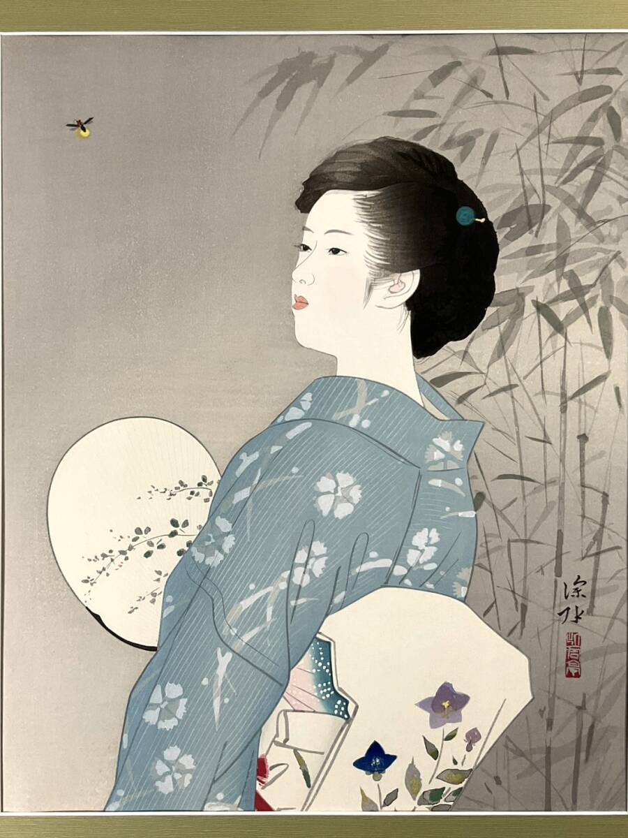 【模写】絵画　伊東深水　日本画　初釜　日本芸術院会員　T155 楽天市場】伊東 深水「初島田」木版画・限定品 美人画の巨匠