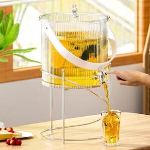 ドリンクサーバー ピッチャー 蛇口付き ディスペンサー 大容量 耐熱65℃ ハンドル付き 貯蔵タンク 目詰まり防止(サイズ:3.5L)