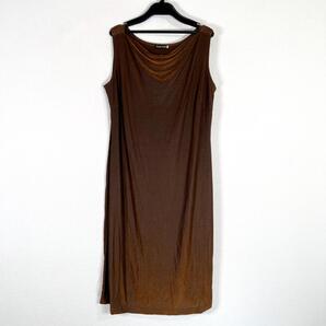 【TRANS WORK】トランスワーク ブラウン さらさら 袖なし ノースリーブ ワンピース 女性用 レディース Lサイズ【a037】