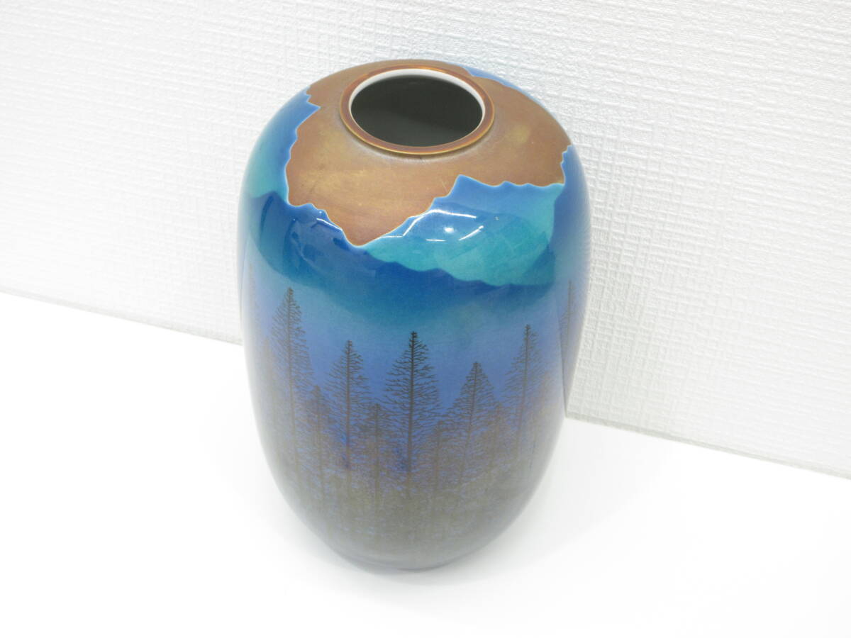 九谷焼　花瓶　青峰 九谷焼 花瓶 「青峰」陶器 木箱付き - メルカリ