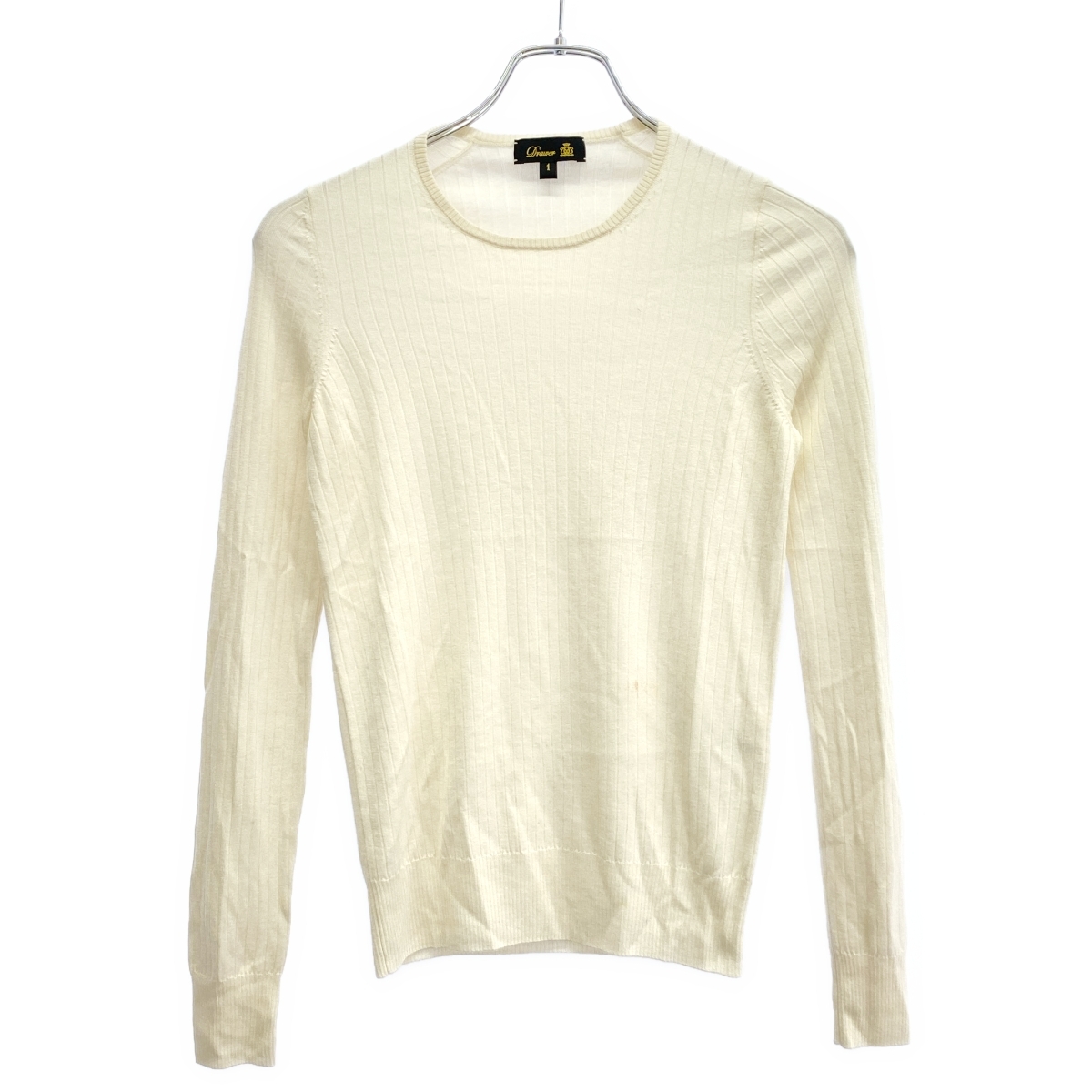 12 美品 ドゥロワー カシミヤ シルク リブニット セーター グレー S 1 Drawer（ドゥロワー）の「DRAWER カシミヤシルク 18G リブ