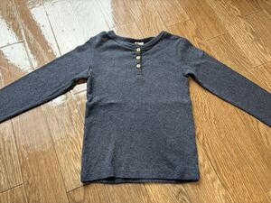 H&M ◎Beautiful indigo henley neck long-sleeved cut and sewn 100 ◎Baby Kids
