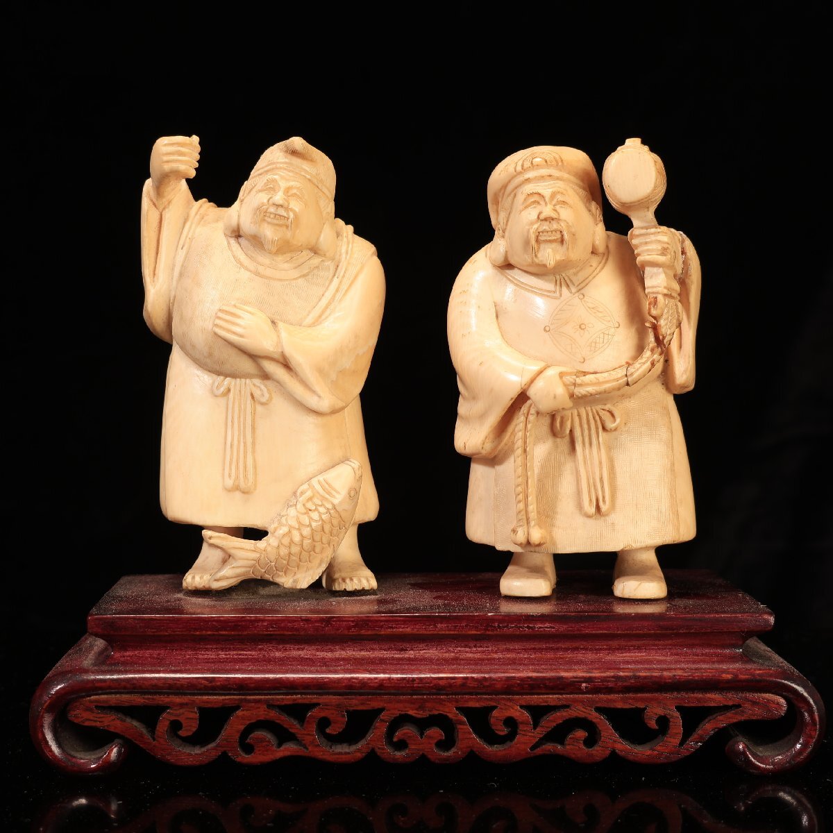 象牙調 二人 楽人 木製台座付き 骨董 古美術 置物 2025年最新】Yahoo!オークション -象牙 置物の中古品・新品・未