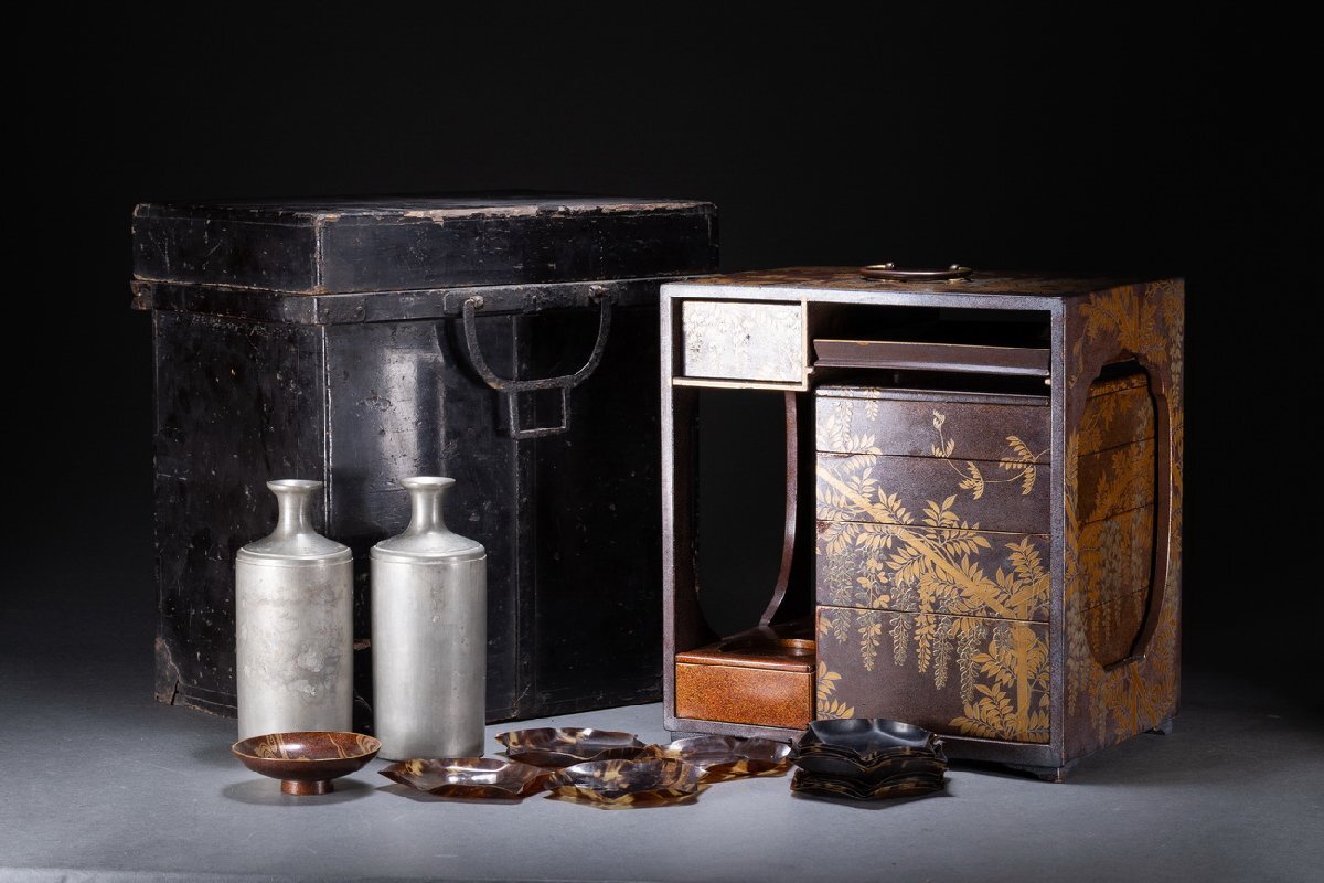 弁当箱　時代物　骨董　漆塗り　古美術　古道具 輪島塗 大徳寺弁当箱 5客セット 天然木製漆塗 溜塗 - 生活骨董と
