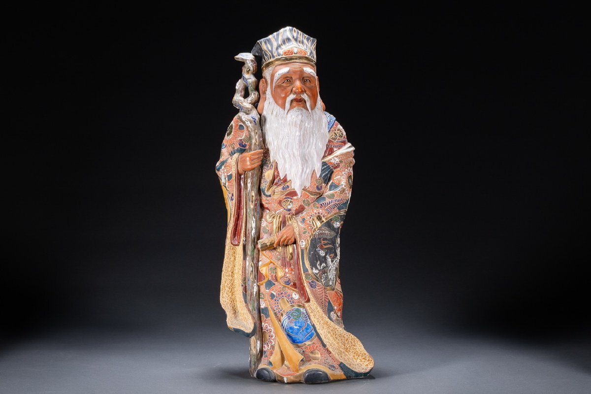 福禄寿　七福神　九谷焼　置物　骨董　金彩 Yahoo!オークション -「九谷 福禄寿」(工芸品) の落札相場・落札価格