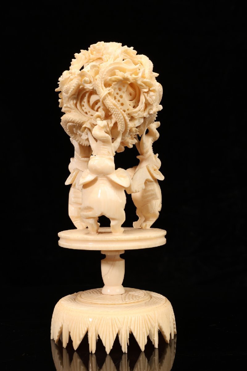 稀少品　古美術　象牙調　天球　多層球　置物　オブジェ Yahoo!オークション -「象牙 天球」(東洋彫刻) (彫刻、オブジェ