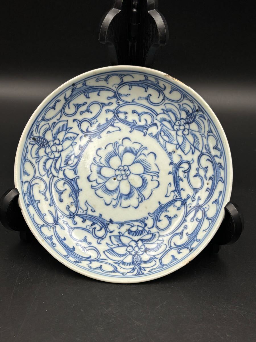 明時代骨董皿　中国　アンティーク 骨董品 中国大皿呉須染付 明時代