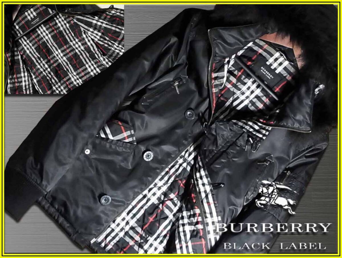 バーバリーブラックレーベル ブルゾン コート キルティング ノバチェック 黒 M バーバリーブラックレーベル ブルゾン コート キルティング ノバ