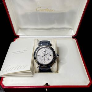 Cartier 38mm カルティエ パシャ パワーリザーブ, GMT 自動巻き, 裏透け、純正箱/国内正規代理店販売保証書付き 稼働品