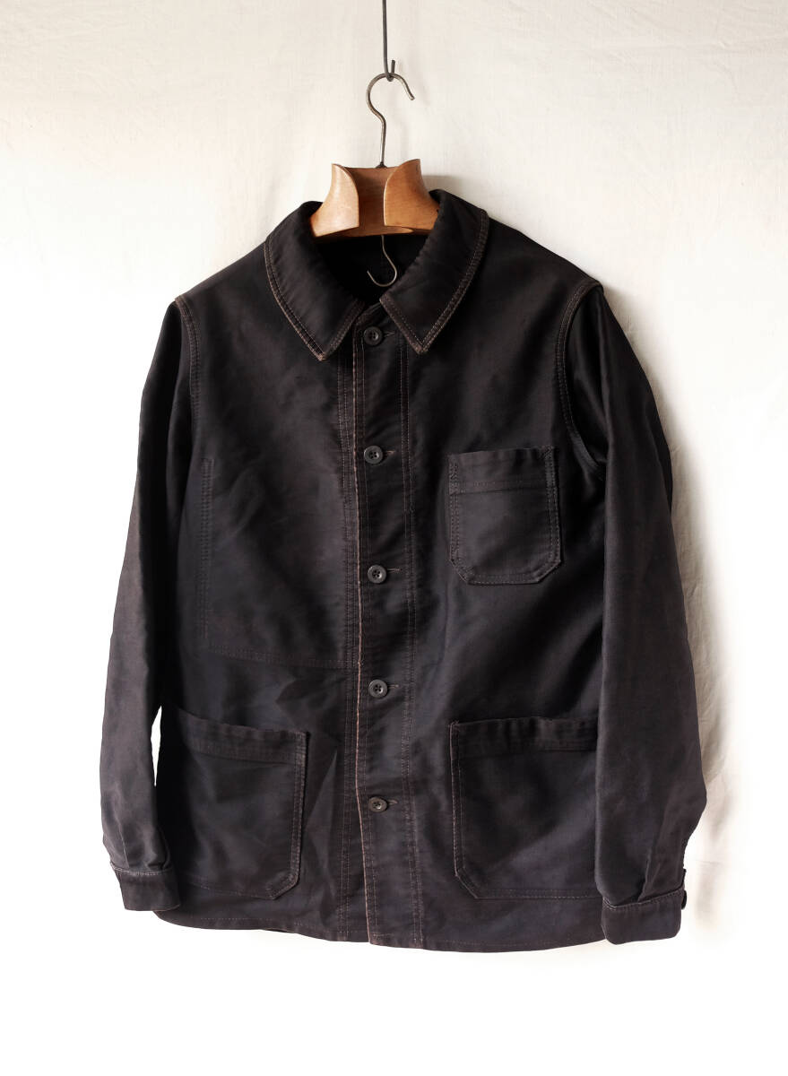 【極美品】50-60s フランス モールスキンジャケット 46 濃紺 1950年代フランス モールスキンカバーオール 1950's French