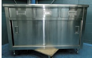 064 作業台 調理台 幅1200x600 引出引戸キャビネット 引き出し 引き戸 厨房 業務用 店舗 中古 和歌山