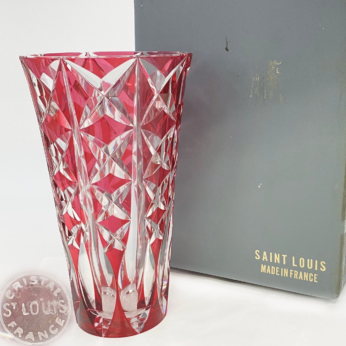 サン-ルイ　SAI NT-LOUIS花瓶 SAINT LOUIS サンルイ フラワーベース 花瓶 クリスタルガラス 緑