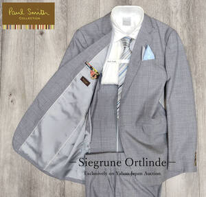 【美品】ポールスミス コレクション 花柄パイピング ライトグレーのストライプ柄 スーツ 98-86-180 (XLサイズ) Paul Smith COLLECTION