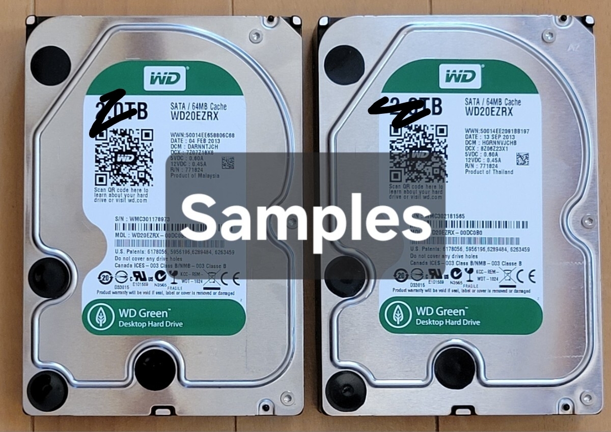 新品同様　２台セット　WD HDD 3TB ハードディスク Amazon | WD HDD 内蔵ハードディスク 3.5インチ 3TB Green