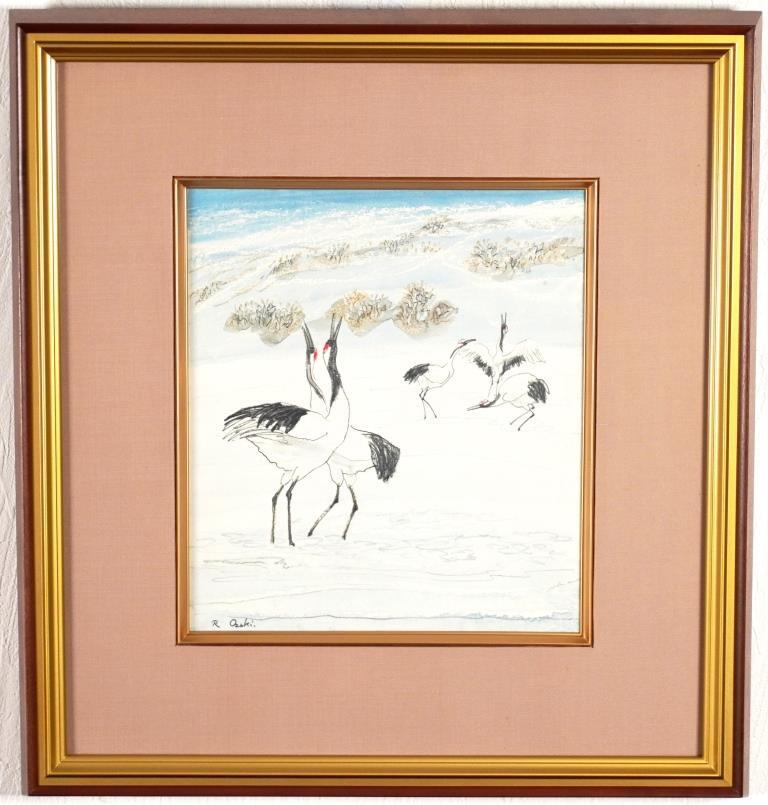 本橋富夫、【山藤咲く】、希少な額装用画集より、新品額装付、状態良好 本橋富夫、【山藤咲く】、希少な額装用画集より、新品額装付