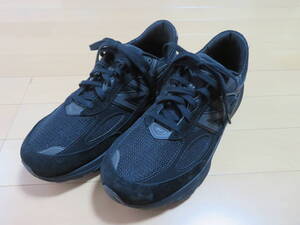 красивый New Balance New balance Made in USA U990 V6 BB6 ( все черный ) BLACK чёрный цвет USA8.5 JP26.5 4E
