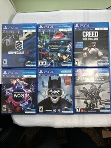 LOT of 6 Sony PS4 VR Games Creed, Firewall Zero Hour, Driveclub, Batman, VRWorld 海外 即決