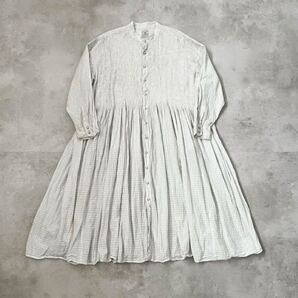 即決 maison de soil メゾンドソイル 80'S ORGANIC VOILE STRIPE ピンタック ロングワンピース