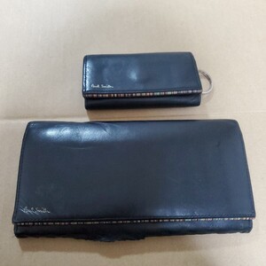 ポールスミス Paul Smith メンズ 長財布 ウォレット マルチカラー ストライプポイント PSC756 本革 牛革 レザー 紳士 財布 専用箱付 ネイビー/ブラウン