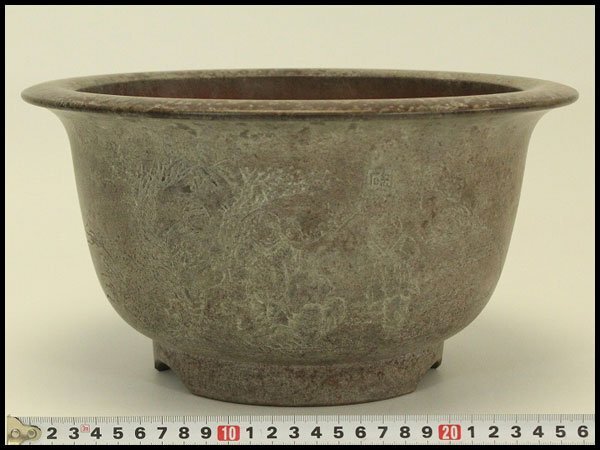 唐物 蘭鉢 植木鉢、盆栽 陶芸 古 中国 宜興 釉 梨皮泥 梨地 朱泥 古玩 唐物 蘭鉢 植木鉢、盆栽 陶芸 古 中国 宜興 釉 梨皮泥 梨地 朱