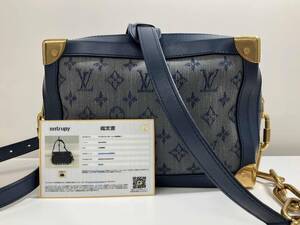 【鑑定書付き】LOUIS VUITTON ルイヴィトン モノグラムデニム ソフトトランク M44723 青 ブルー ショルダーバッグ