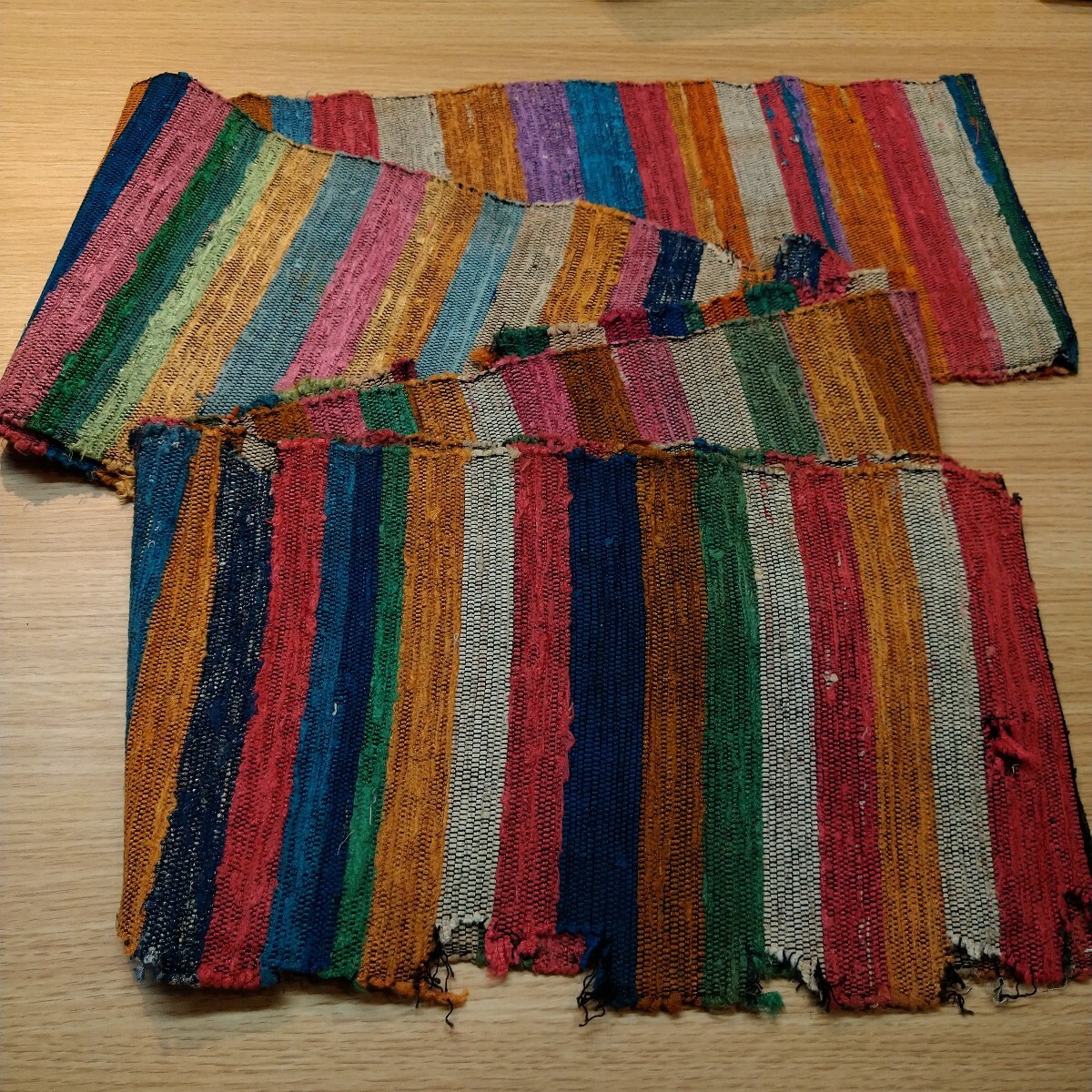 Os354 裂織　半巾帯 Os354 裂織 半巾帯 裂き織りとピンク紫系のタイシルク半幅帯