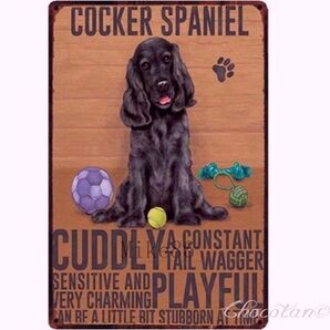 【送料無料】コッカースパニエル 黒 犬種 メタルサイン プレート メタル看板【新品】