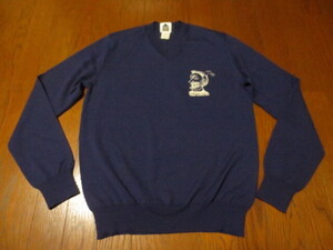 DOVER STREET MARKET MADE IN ITALY ドーバーストリートマーケット 長袖 柄おり入りVネック薄手ウールニットセーター S 紺系