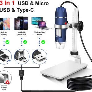 使いやすい HD 2MP USBデジタル顕微鏡 40倍~1000倍 ポータブル拡