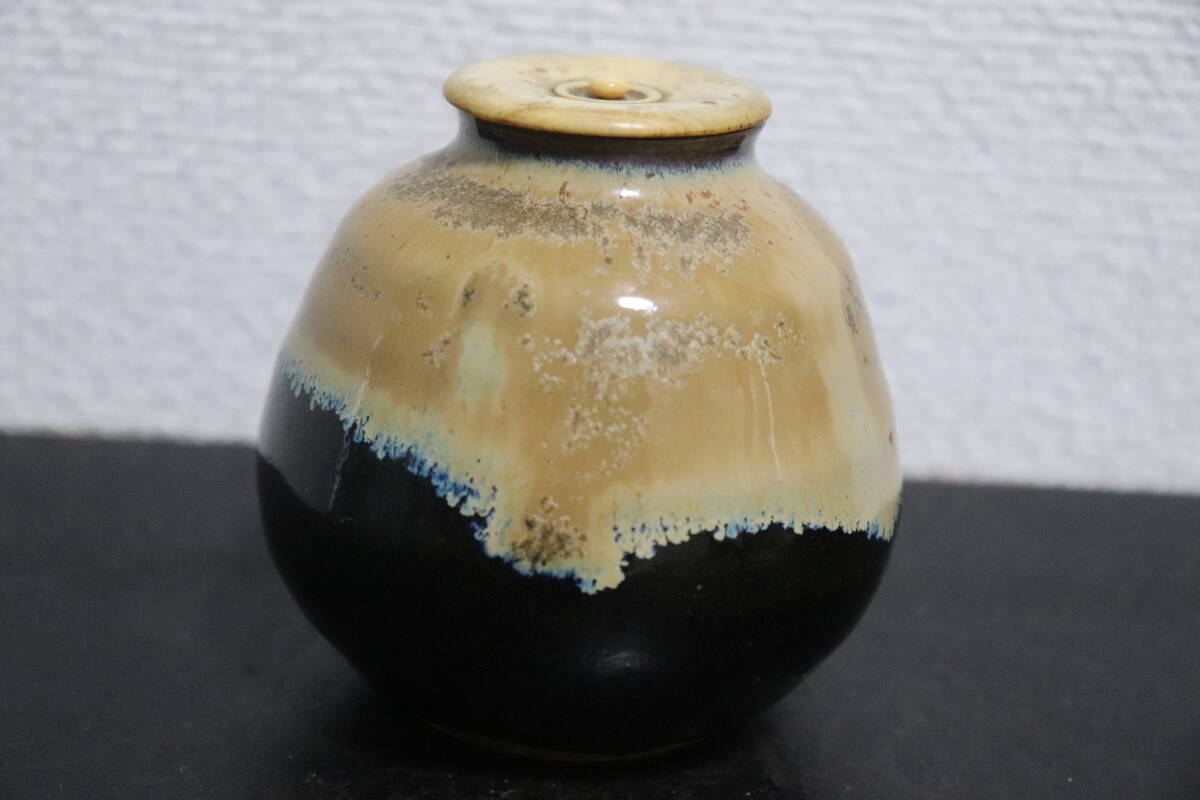 茶入■古い時代物古備前茶入れ 瓢箪型 牙蓋 古陶器 お茶道具 時代物 骨董品■ 茶入□古い時代物古備前茶入れ 瓢箪型 牙蓋 古陶器 お茶道具