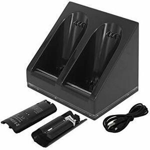 【送料無料】Wii / Wii U リモコンバッテリー 充電器 2800mAh×2 ブラック 充電器+USBコード+専用バッテリー2点 互換品