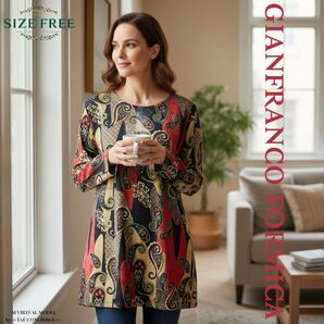 フォルミカ ミラノ発 ヌバックベルベット マルチペイズリーストレッチワンピース