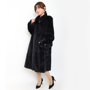 毛皮コート ウィーゼル realfur リアルファー ロング丈 着丈100cm 裾周囲175cm club藤(N851)