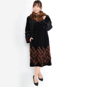 毛皮コート GRACE ウィーゼル ミンク realfur リアルファー ロング丈 着丈106cm 裾周囲150cm club藤(N852)