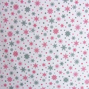 ★Handwork*Fabric♪シーチング♪クリスマス♪スノーフレーク・雪の結晶柄(オフ白)♪110×50★【NE1897-A】