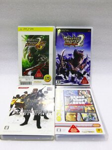 【質Banana】中古・通電確認済み!PSP ソフト4本まとめ売り グランドセフトオート モンスターハンター2nd/2G メタルギアソリッド 現状渡し